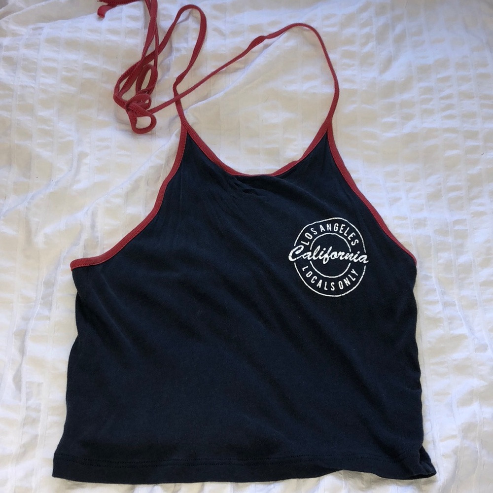 cropped tie back tank top